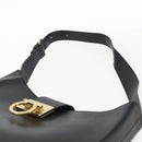 Salvatore Ferragamo Gancini Shoulder Bag Leather Black Gold Auth BA10603-8