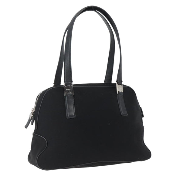 Salvatore Ferragamo Handtas Nylon Zwart Zilver Auth BA10606