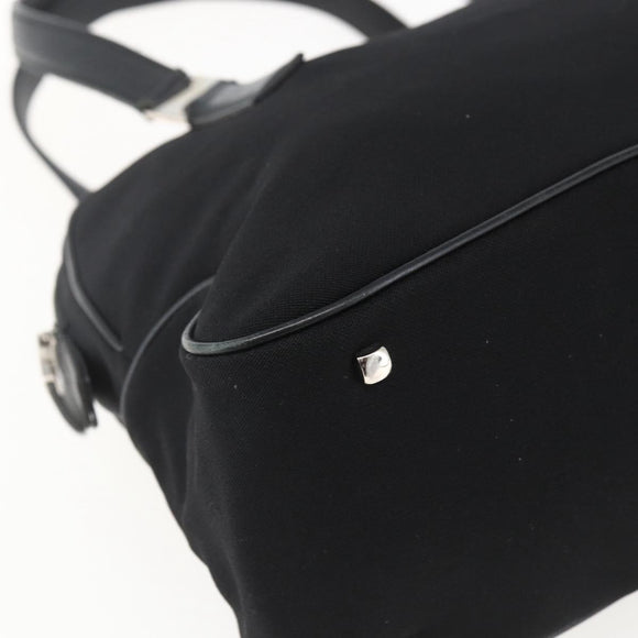 Salvatore Ferragamo Handtas Nylon Zwart Zilver Auth BA10606