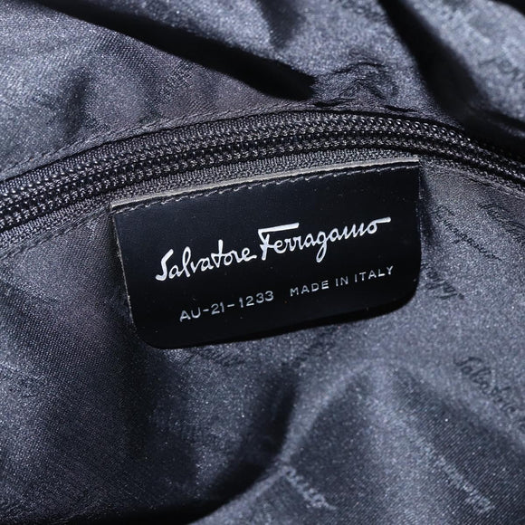 Salvatore Ferragamo Handtas Nylon Zwart Zilver Auth BA10606