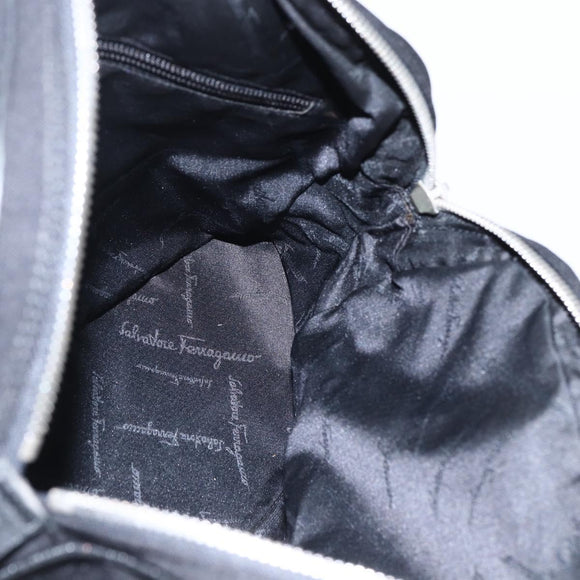 Salvatore Ferragamo Handtas Nylon Zwart Zilver Auth BA10606