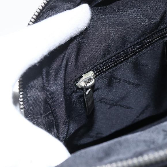 Salvatore Ferragamo Handtas Nylon Zwart Zilver Auth BA10606
