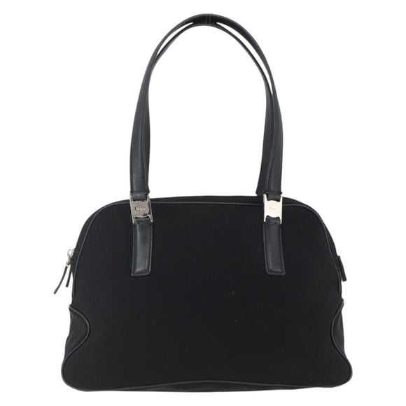 Salvatore Ferragamo Handtas Nylon Zwart Zilver Auth BA10606