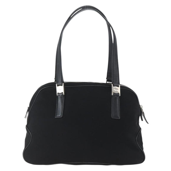 Salvatore Ferragamo Handtas Nylon Zwart Zilver Auth BA10606
