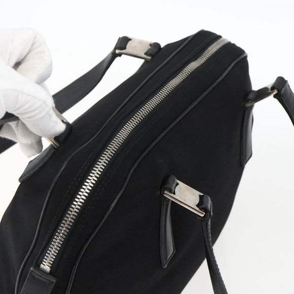 Salvatore Ferragamo Handtas Nylon Zwart Zilver Auth BA10606