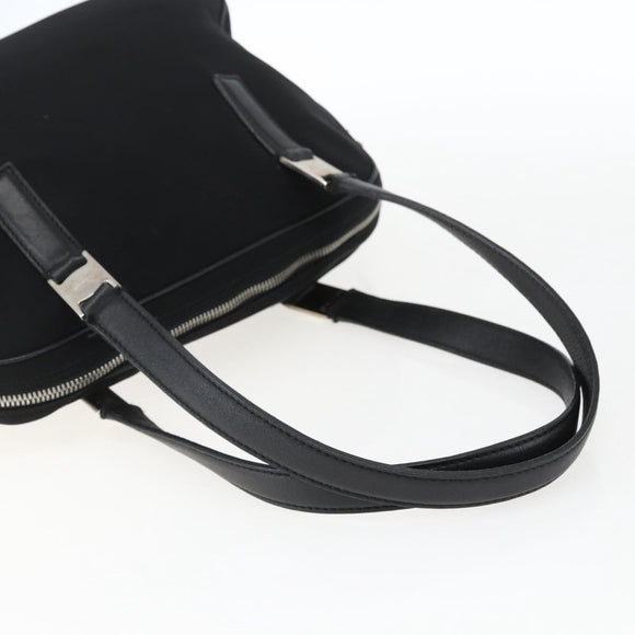 Salvatore Ferragamo Handtas Nylon Zwart Zilver Auth BA10606