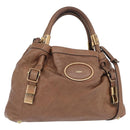 Chloe Victoria Hand Bag Leather 2way Brown Gold Auth BA10608-1