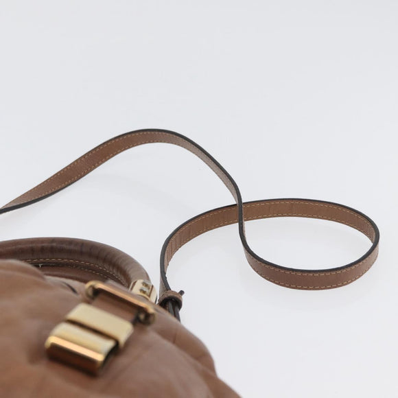 Chloe Victoria Hand Bag Leather 2way Brown Gold Auth BA10608