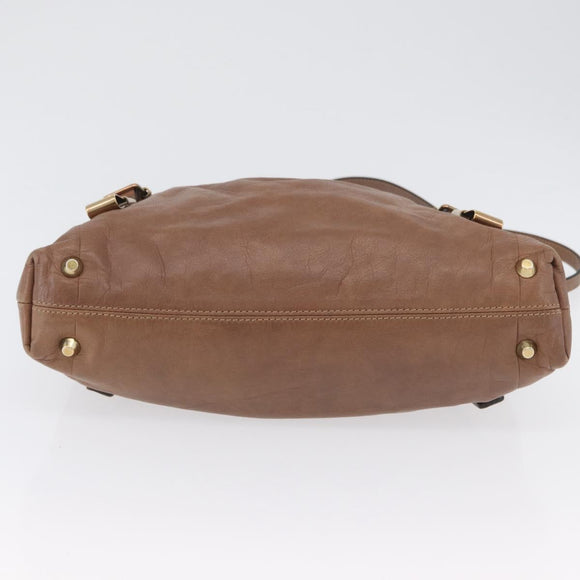 Chloe Victoria Hand Bag Leather 2way Brown Gold Auth BA10608