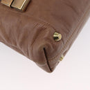 Chloe Victoria Hand Bag Leather 2way Brown Gold Auth BA10608-10