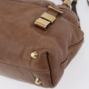 Chloe Victoria Hand Bag Leather 2way Brown Gold Auth BA10608-15