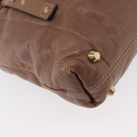 Chloe Victoria Hand Bag Leather 2way Brown Gold Auth BA10608