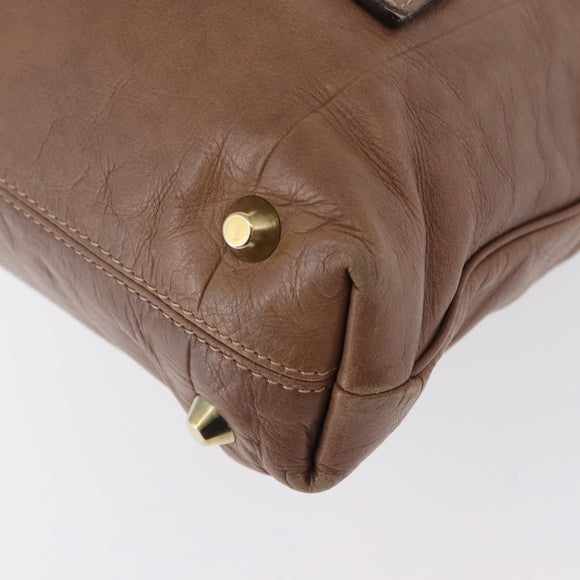 Chloe Victoria Hand Bag Leather 2way Brown Gold Auth BA10608