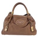 Chloe Victoria Hand Bag Leather 2way Brown Gold Auth BA10608-13