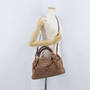 Chloe Victoria Hand Bag Leather 2way Brown Gold Auth BA10608-23