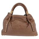Chloe Victoria Hand Bag Leather 2way Brown Gold Auth BA10608-2