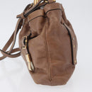Chloe Victoria Hand Bag Leather 2way Brown Gold Auth BA10608-3