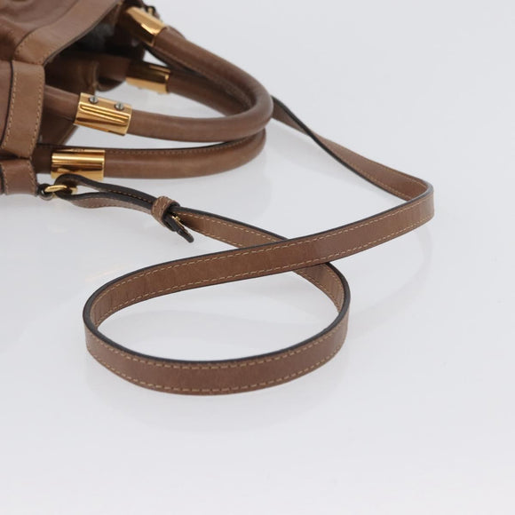 Chloe Victoria Hand Bag Leather 2way Brown Gold Auth BA10608