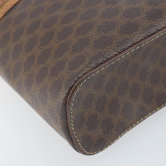 CELINE Macadam Canvas Hand Bag PVC Leather Brown Gold Auth BA10609