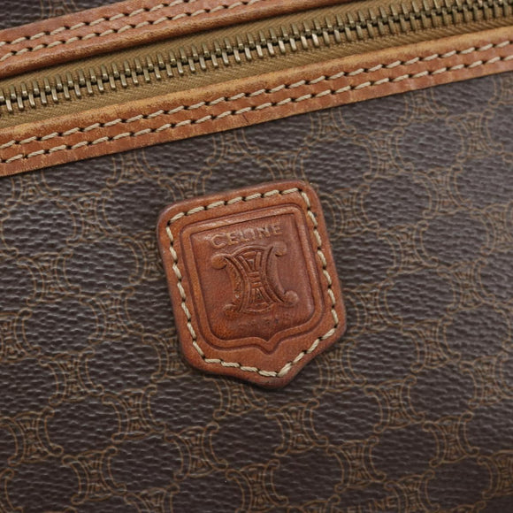 CELINE Macadam Canvas Hand Bag PVC Leather Brown Gold Auth BA10609