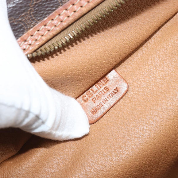 CELINE Macadam Canvas Hand Bag PVC Leather Brown Gold Auth BA10609