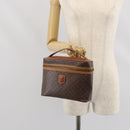 CELINE Macadam Canvas Hand Bag PVC Leather Brown Gold Auth BA10609-22