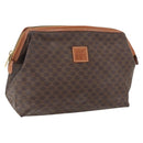 CELINE Macadam Canvas Clutch Bag PVC Leather Brown Gold Auth BA10610-1