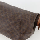 CELINE Macadam Canvas Clutch Bag PVC Leather Brown Gold Auth BA10610-10