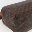 CELINE Macadam Canvas Clutch Bag PVC Leather Brown Gold Auth BA10610-11