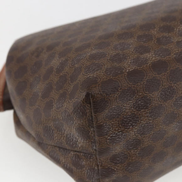 CELINE Macadam Canvas Clutch Bag PVC Leather Brown Gold Auth BA10610
