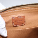 CELINE Macadam Canvas Clutch Bag PVC Leather Brown Gold Auth BA10610-13
