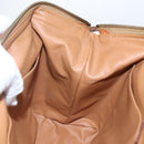 CELINE Macadam Canvas Clutch Bag PVC Leather Brown Gold Auth BA10610-16