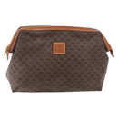 CELINE Macadam Canvas Clutch Bag PVC Leather Brown Gold Auth BA10610-2