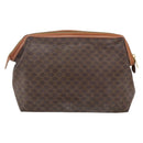 CELINE Macadam Canvas Clutch Bag PVC Leather Brown Gold Auth BA10610-3
