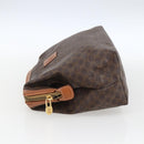 CELINE Macadam Canvas Clutch Bag PVC Leather Brown Gold Auth BA10610-4