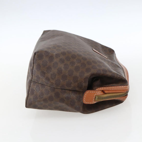CELINE Macadam Canvas Clutch Bag PVC Leather Brown Gold Auth BA10610