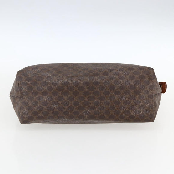CELINE Macadam Canvas Clutch Bag PVC Leather Brown Gold Auth BA10610