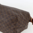 CELINE Macadam Canvas Clutch Bag PVC Leather Brown Gold Auth BA10610-8