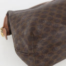CELINE Macadam Canvas Clutch Bag PVC Leather Brown Gold Auth BA10610-9