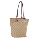 GUCCI GG Canvas Tote Bag Beige Silver 120840 Auth BA10612-1