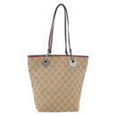 GUCCI GG Canvas Tote Bag Beige Silver 120840 Auth BA10612-2