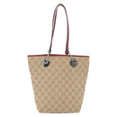GUCCI GG Canvas Tote Bag Beige Silver 120840 Auth BA10612-3