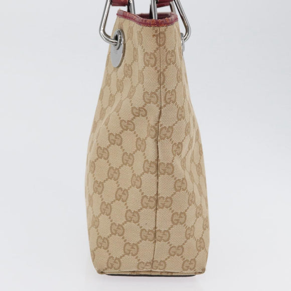 GUCCI GG Canvas Tote Bag Beige Silver 120840 Auth BA10612