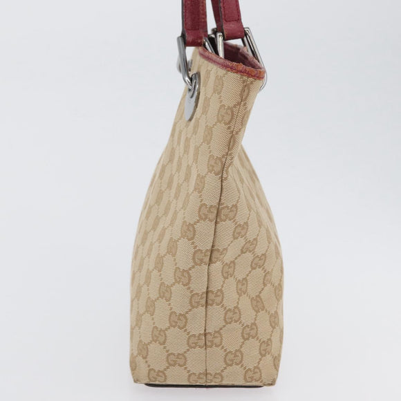 GUCCI GG Canvas Tote Bag Beige Silver 120840 Auth BA10612