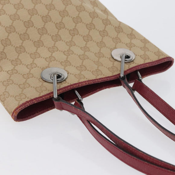 GUCCI GG Canvas Tote Bag Beige Silver 120840 Auth BA10612