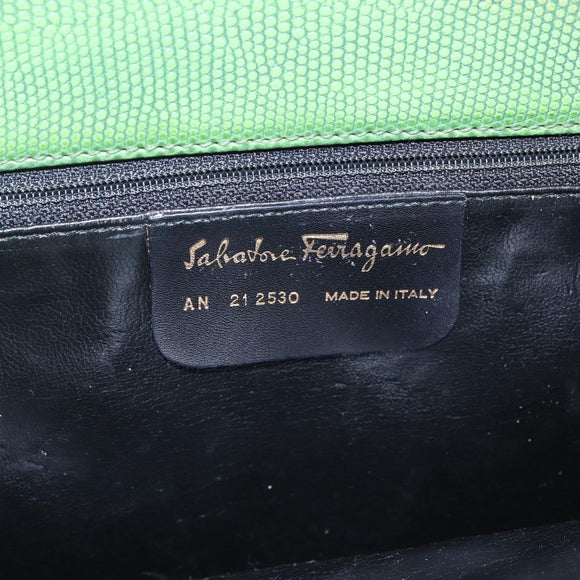 Salvatore Ferragamo Tote Bag Leather Green Gold Auth BA10613