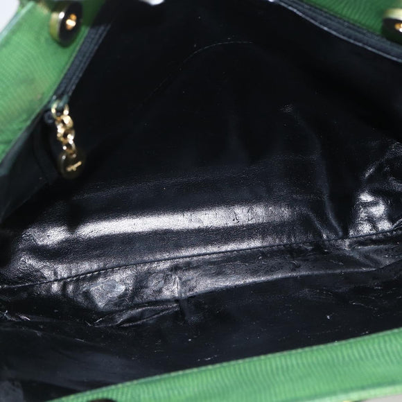 Salvatore Ferragamo Tote Bag Leather Green Gold Auth BA10613