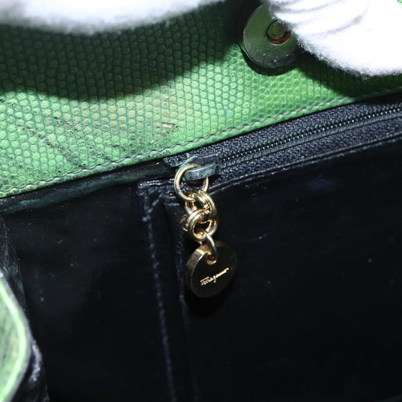 Salvatore Ferragamo Tote Bag Leather Green Gold Auth BA10613