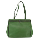 Salvatore Ferragamo Tote Bag Leather Green Gold Auth BA10613-2