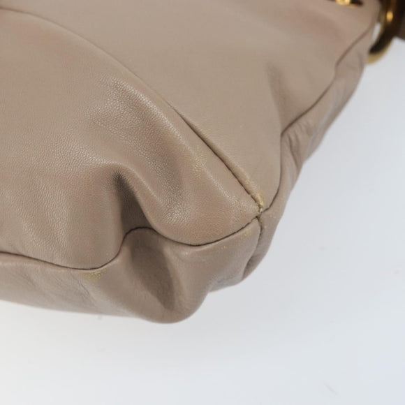 Salvatore Ferragamo Gancini Hand Bag Leather Beige Gold Auth BA10615